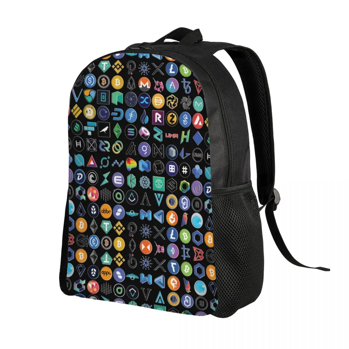 Customized Crypto Coins Altcoin Blockchain Logo Backpacks Women Men Fashion Bookbag for School College Bitcoin Ethereum Bags