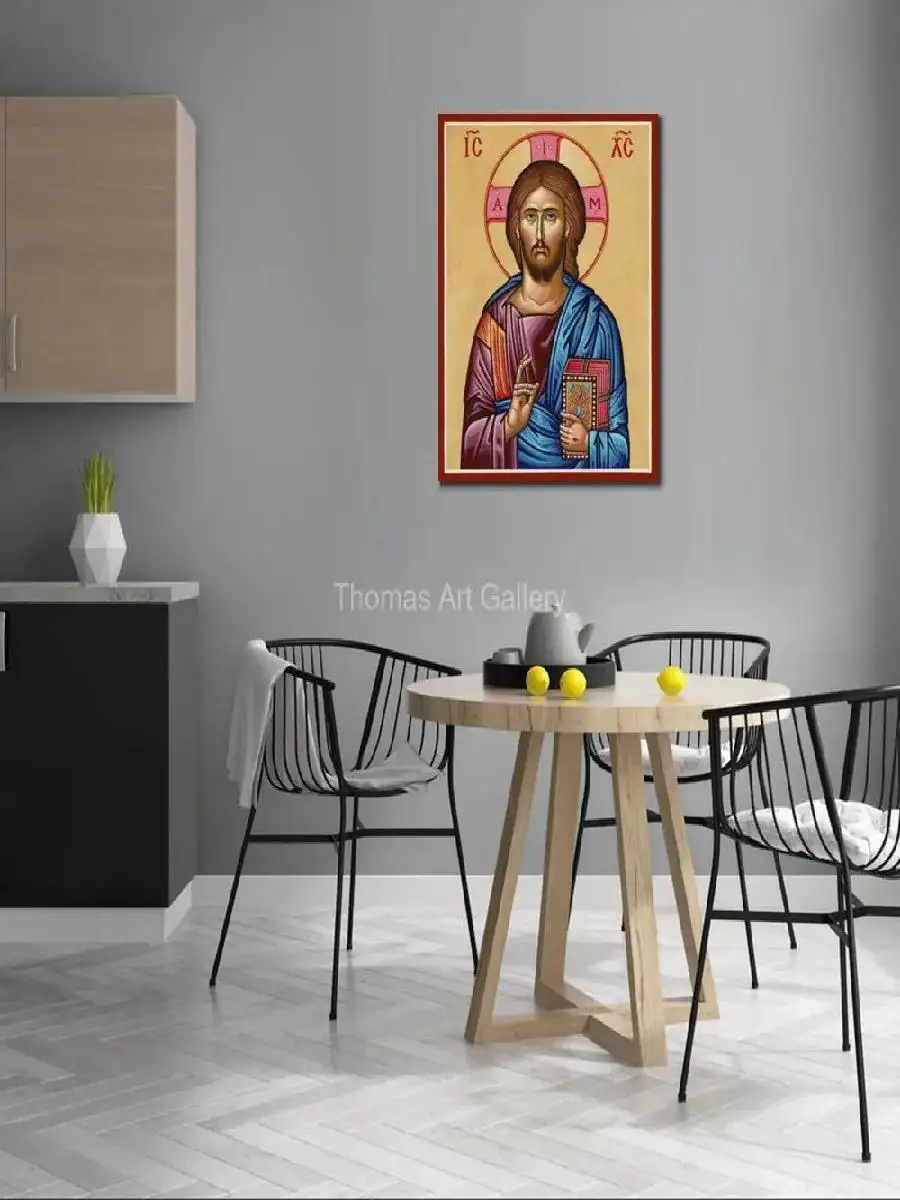 1PC Frameless Jesus Christ Icon HD Print  Greek Orthodox Pantocrator Canvas Wall Art for Home Altar  Christian Gifts
