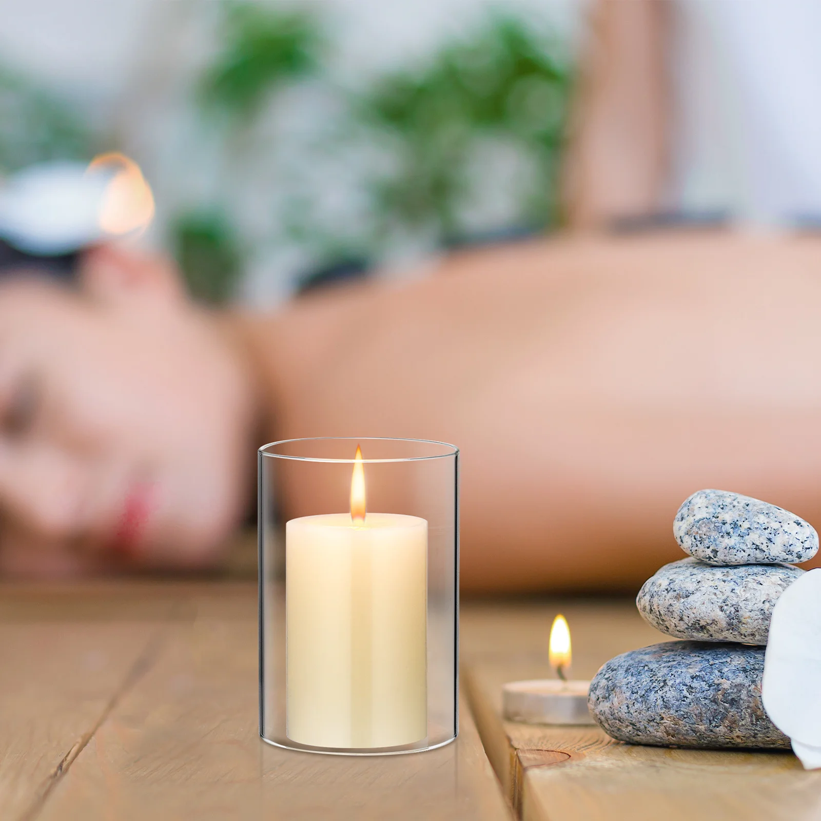 غطاء زجاجي شفاف من مادة الدرجة العالية، ديكور رائع للجو الرومانسي، غطاء أنبوبي لهب مفتوح #1