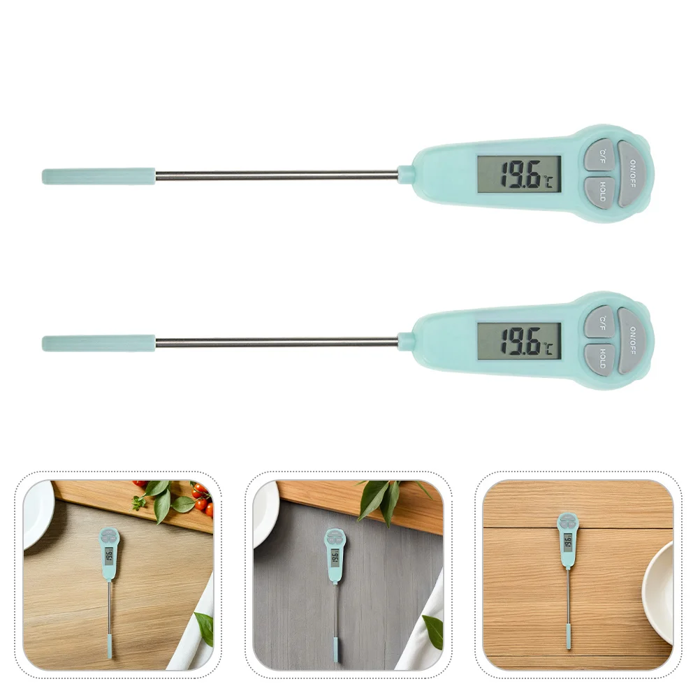 

2Pcs Digital Thermometer Instant Read Cooking Food Baking Frying Oil Milk Powder Waterproof Portable Probe Meat Thermometer
