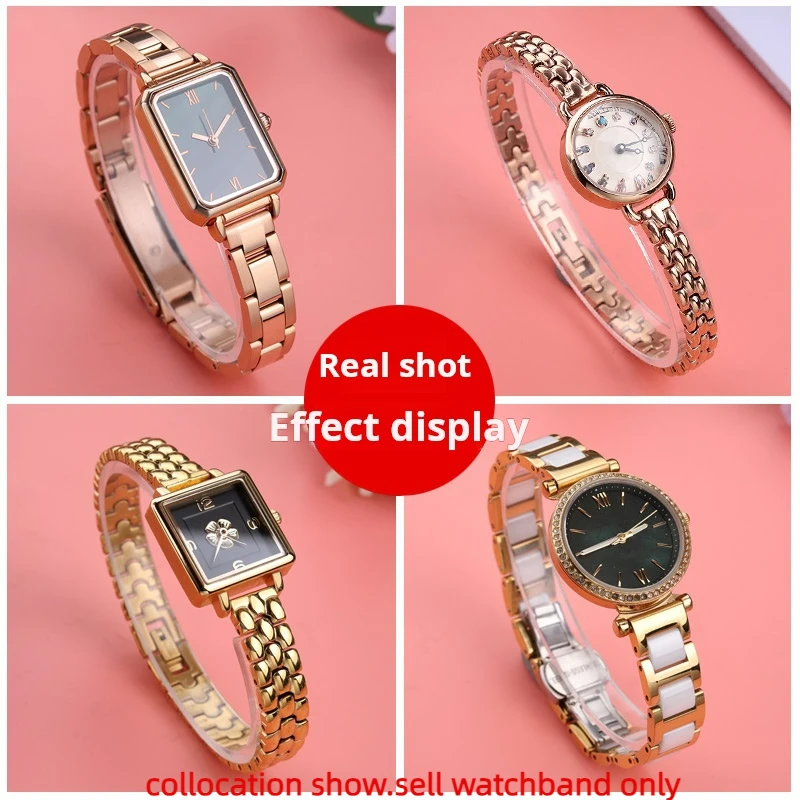 For any brand 6mm 8mm 10mm 12mm 14mm 16 Ladies Stainless Steel Watchband Solid Metal butterfly buckle Watch chain ceramic strap