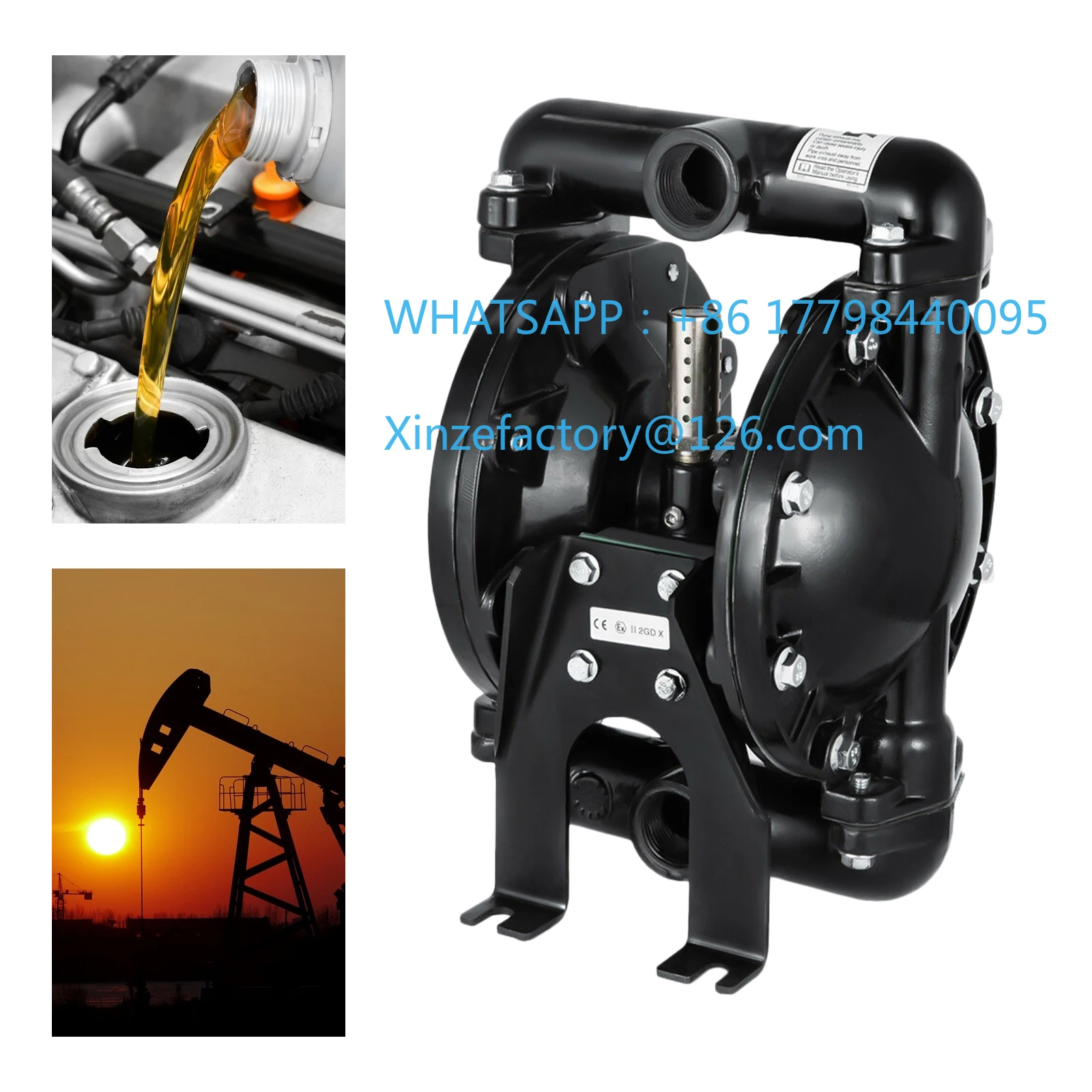 

Customizable 35GPM Industrial Air-Operated Double Diaphragm Pump NPT 1" Inlet Outlet Petroleum Fluids 120PSI