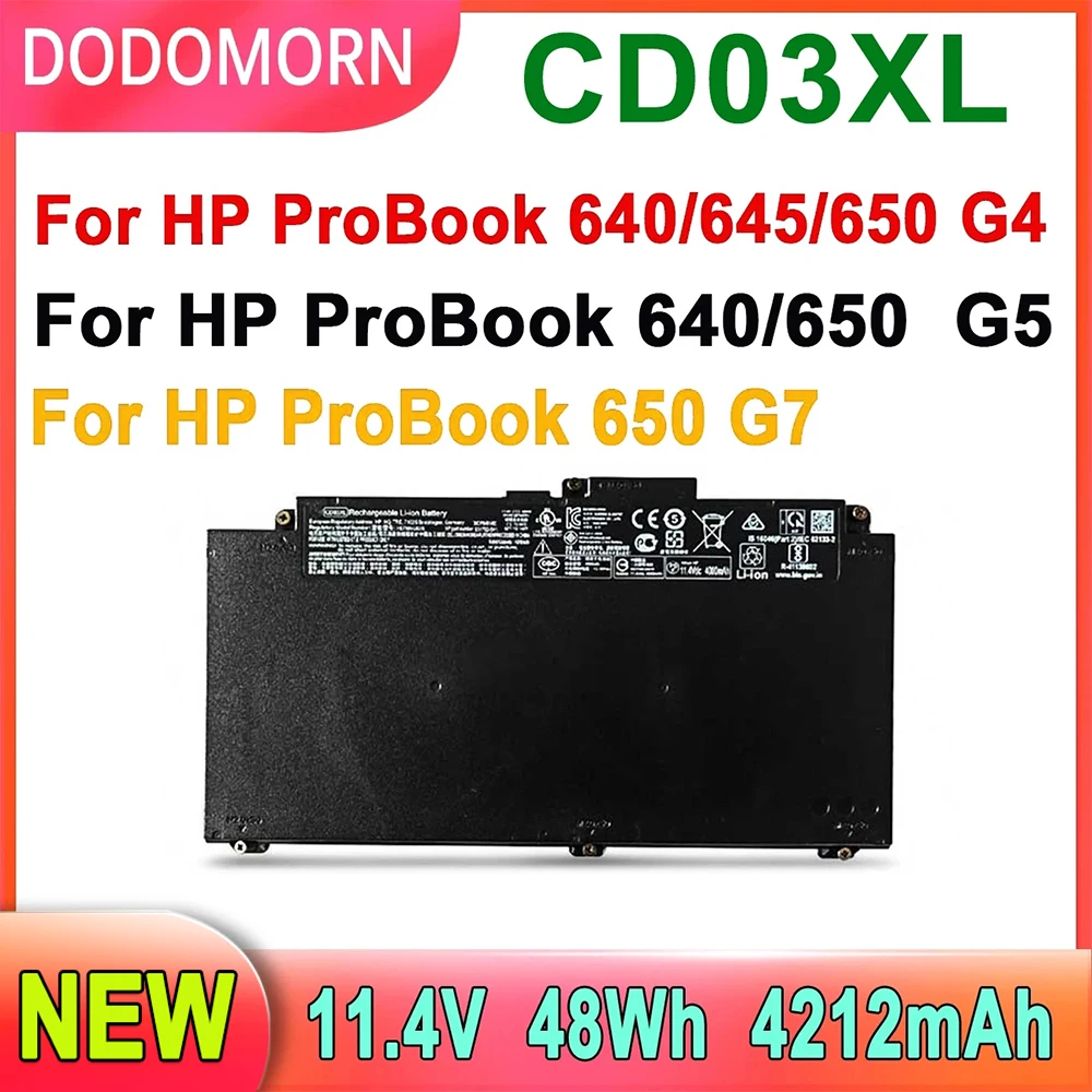 DODOMORN CD03XL Laptop Battery For HP ProBook 640 645 650 G4 G5 G7 Series HSTNN-UB7K HSN-I15C 931702-171 931719-850 3ICP7/60/80