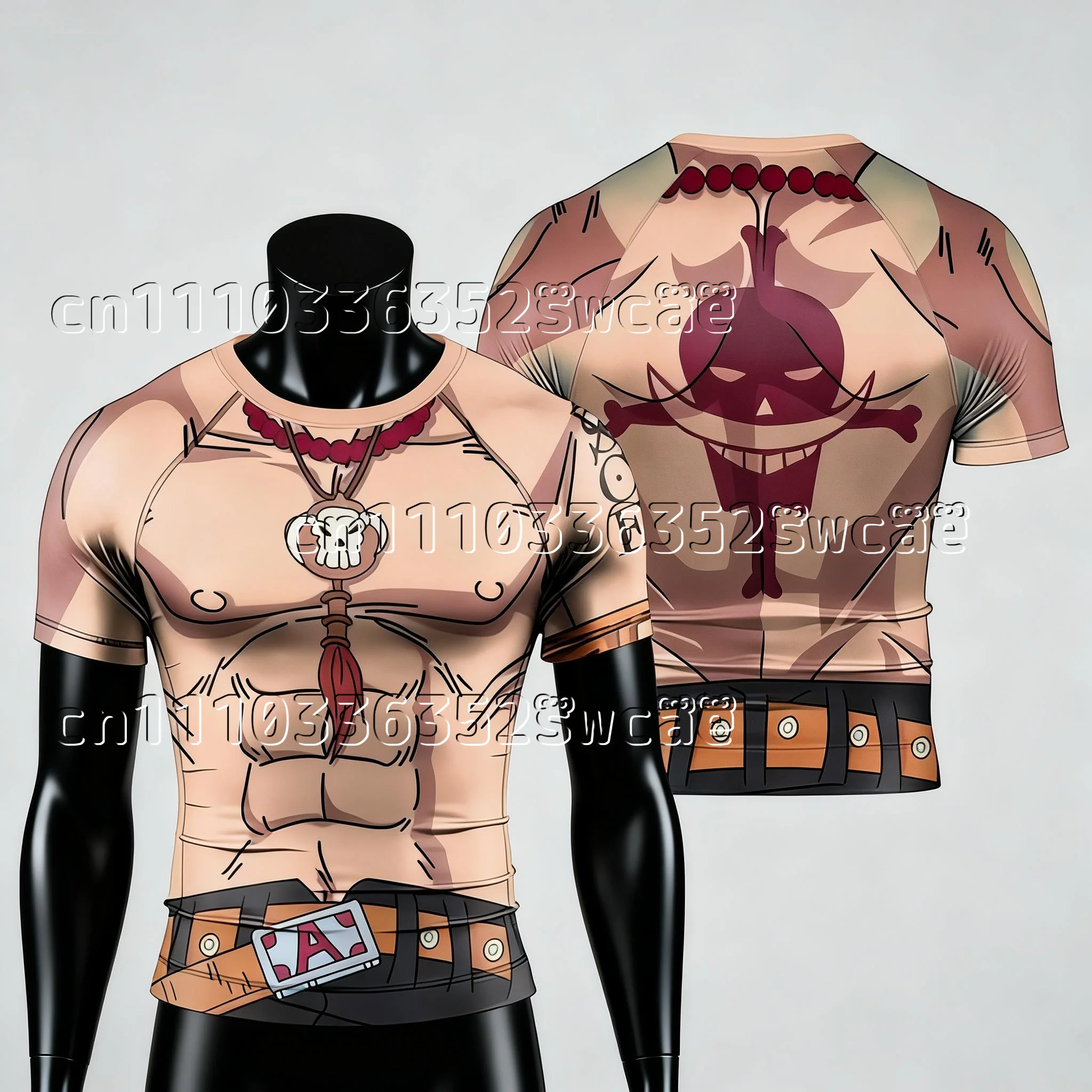 

2026 Bandai One Piece Protagonist COS Theme T-shirt Training Fitness Summer T-shirt Suitable for Adult Families To Match