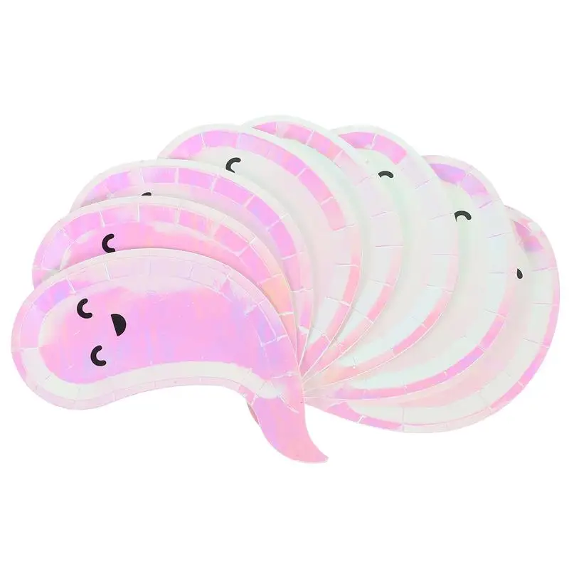 

8pcs Halloween Themed Party Decorative Dishes Halloween Ghost Plates Paper Plates Table Serving Plates Ghost Cake Dessert Dishes