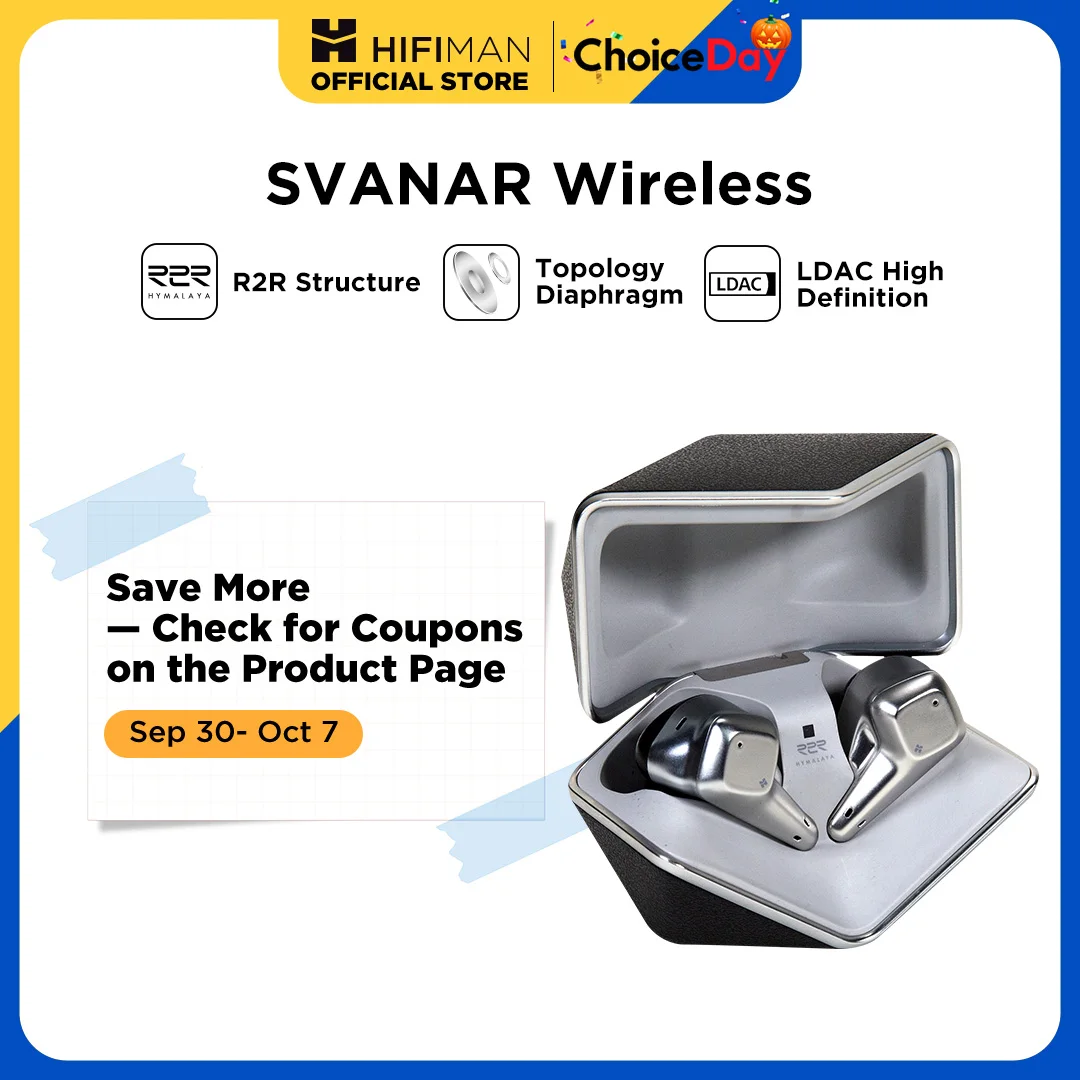 HIFIMAN SVANAR couteurs intra-auriculaires Hi-Fi Bluetooth sans fil, Hymalaya DAC, diaphragme topologique, rsistant  l'eau/sueur IPX5 et ANC