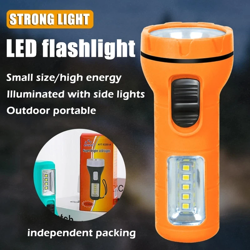 Mini LED Flashlight With COB Side Lights Use AAA Battery Torch Outdoor Portable Small Power Emergency Household Flashlight