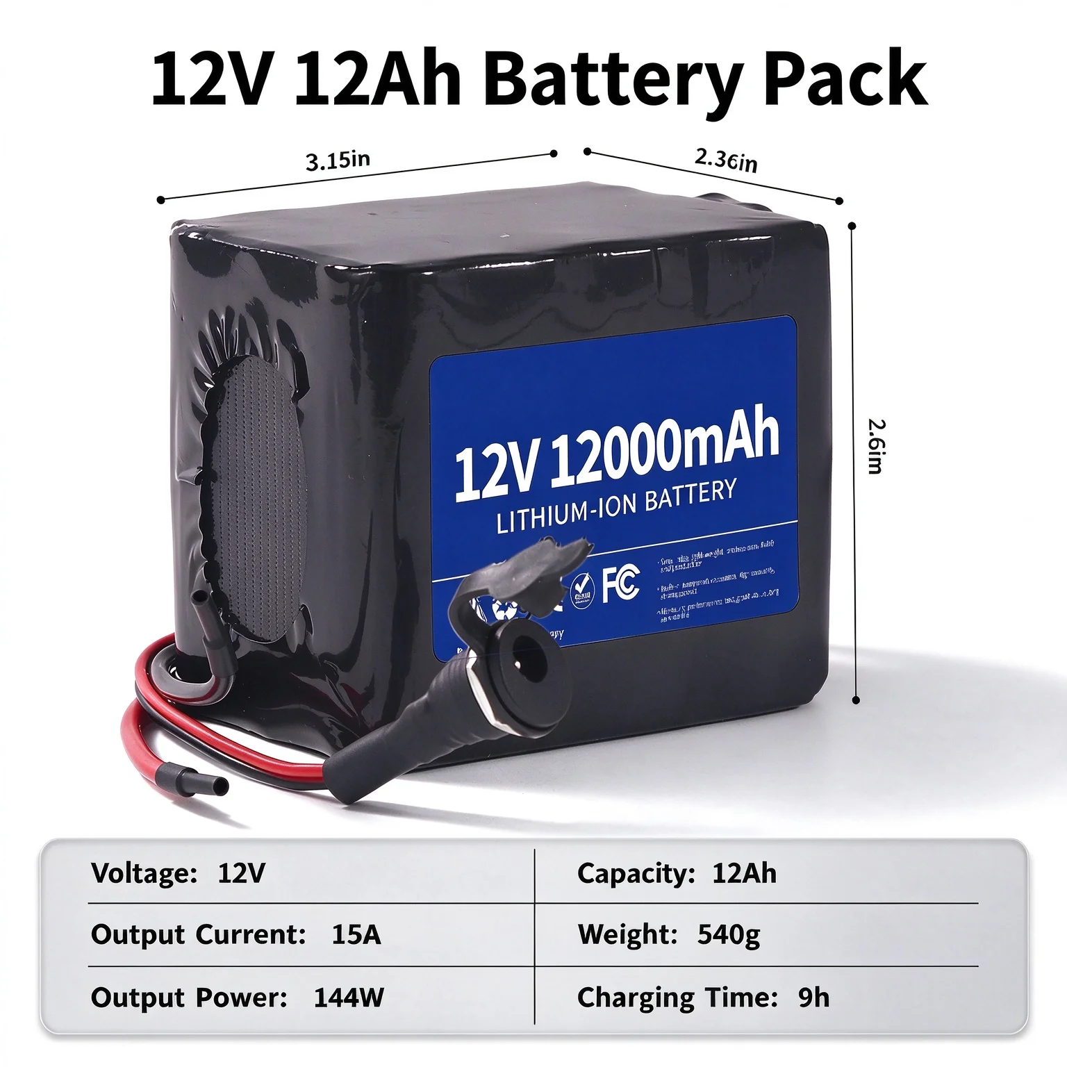 12V 12Ah 12000mAh Lithium Ion Battery Pack Built In BMS Rechargeable DC Power Supply With Charger For CCTV Camera LED Strip Light Electronic Piano DIY Projects