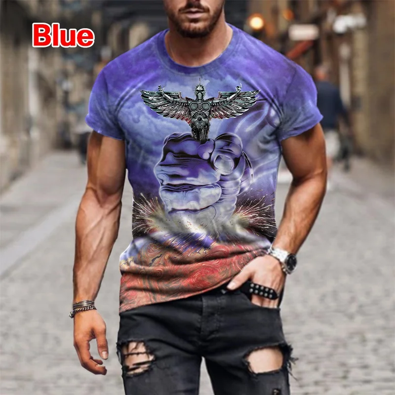 Fashion Hip Hop Rock Judas Priest Band 3D Printed T shirts For Men Casual Street Trend Short Sleeve T-shirt Large Size Clothing