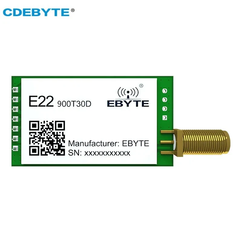 

LoRa Module E22-900T30D 850.125-930.125MHz 30dBm 10km Range Range 5V UART GPIO ISM Band 868Mhz LoRa RF Module