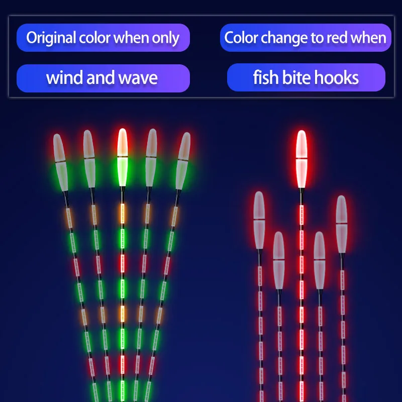 2 قطعة/الوحدة الصيد تعويم الجاذبية الاستشعار العوافو الكهربائية الذكية IC المدمج في لدغات الأسماك هوائي تغيير لون LED مضيئة Bobbers