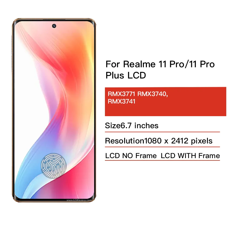6.7-calowy wyświetlacz AMOLED do Realme 11 Pro+ Plus RMX3740, ekran LCD z ramką, ekran dotykowy, digitizer do Realme11Pro RMX3771 — zdjęcie produktu 2