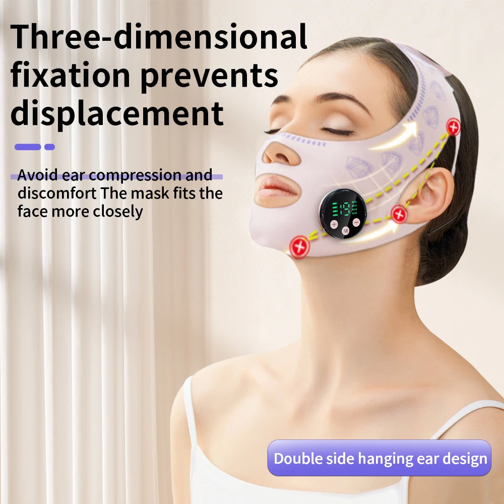 EMS Head Massage Face Relaxation USB Charging Facial Slimming Strap Face Lifting Reduce Double Chin Cheek Lift Up Face Thin Mask