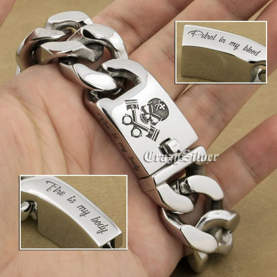 

Deep Engraved Stainless Steel Skull Engine Bracelet 5D106