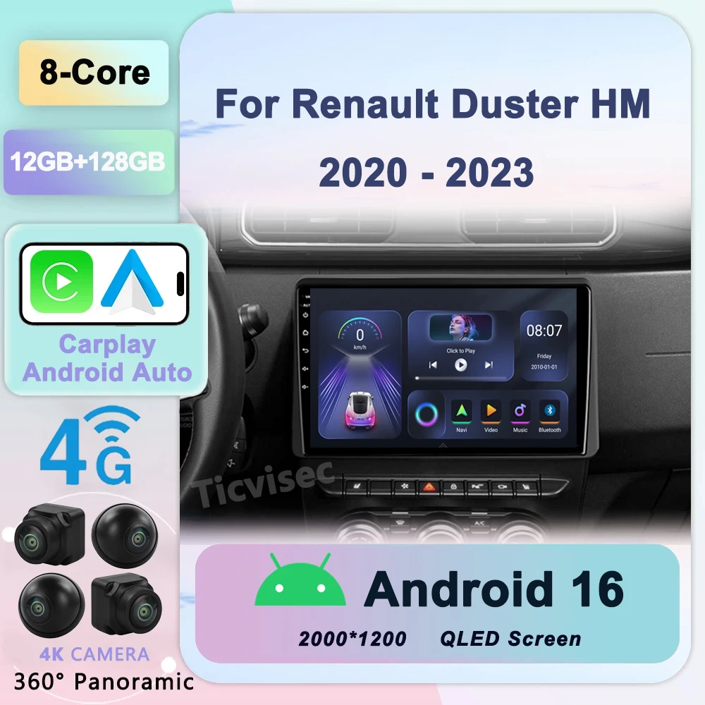 

2 din Android Auto Radio for Renault Duster HM 2 2020-2023 Arkana 2019-2023 Wireless Carplay 4G Car Multimedia GPS autoradio DVD