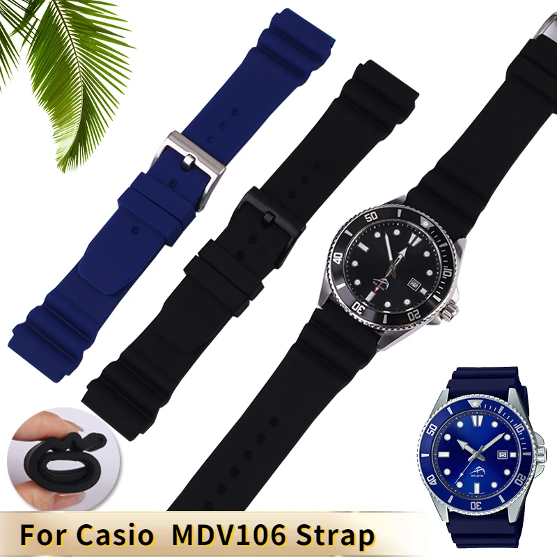 For CASIO swordfish MDV106-1A MDV-107 MTP-VD01 MDV-106D efr-303l strap men\'s wristband bracelet 22mm Sports silicone watchband