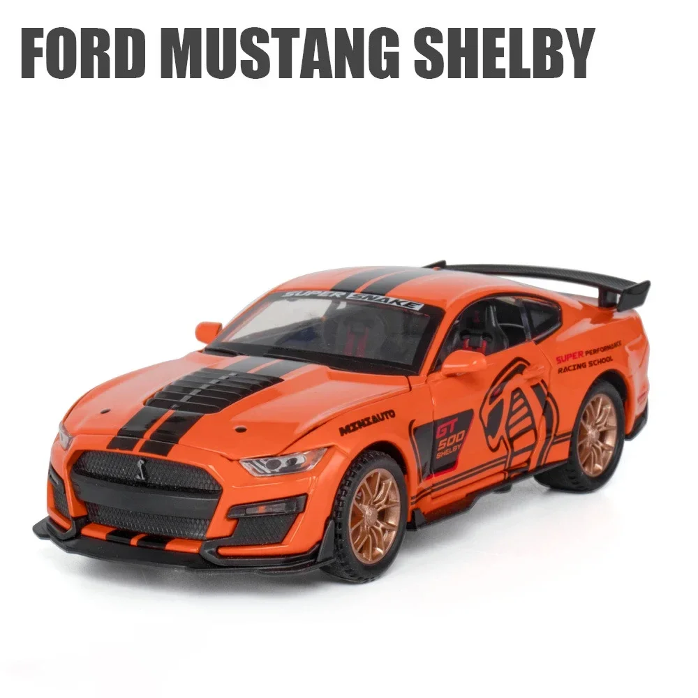 Ford Mustang Shelby GT500, voiture à 4 portes ouvertes pour enfants, 1:32, haute simulation, sourire, modèle de voiture, dos côtelé en alliage, jouet pour enfant, cadeaux, nouveau