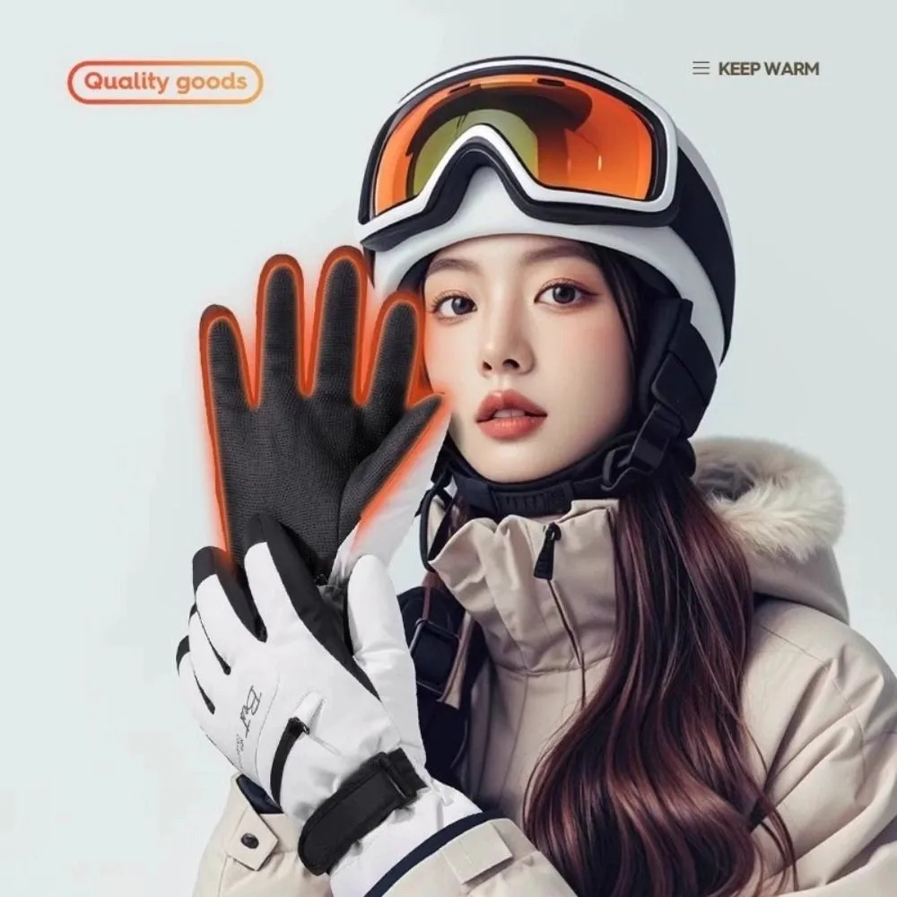 

Windproof With Zippered Pocket Ski Gloves Thicken Full Finger Touchscreen Gloves Couple Gloves Riding Winter Gloves Women