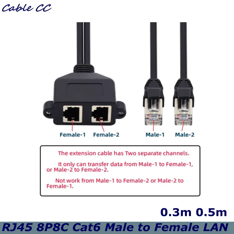 Câble d'extension réseau Ethernet RJ45 8P8C Cat6 Mâle-Femelle Double Port FTP STP UTP avec trous de montage sur panneau