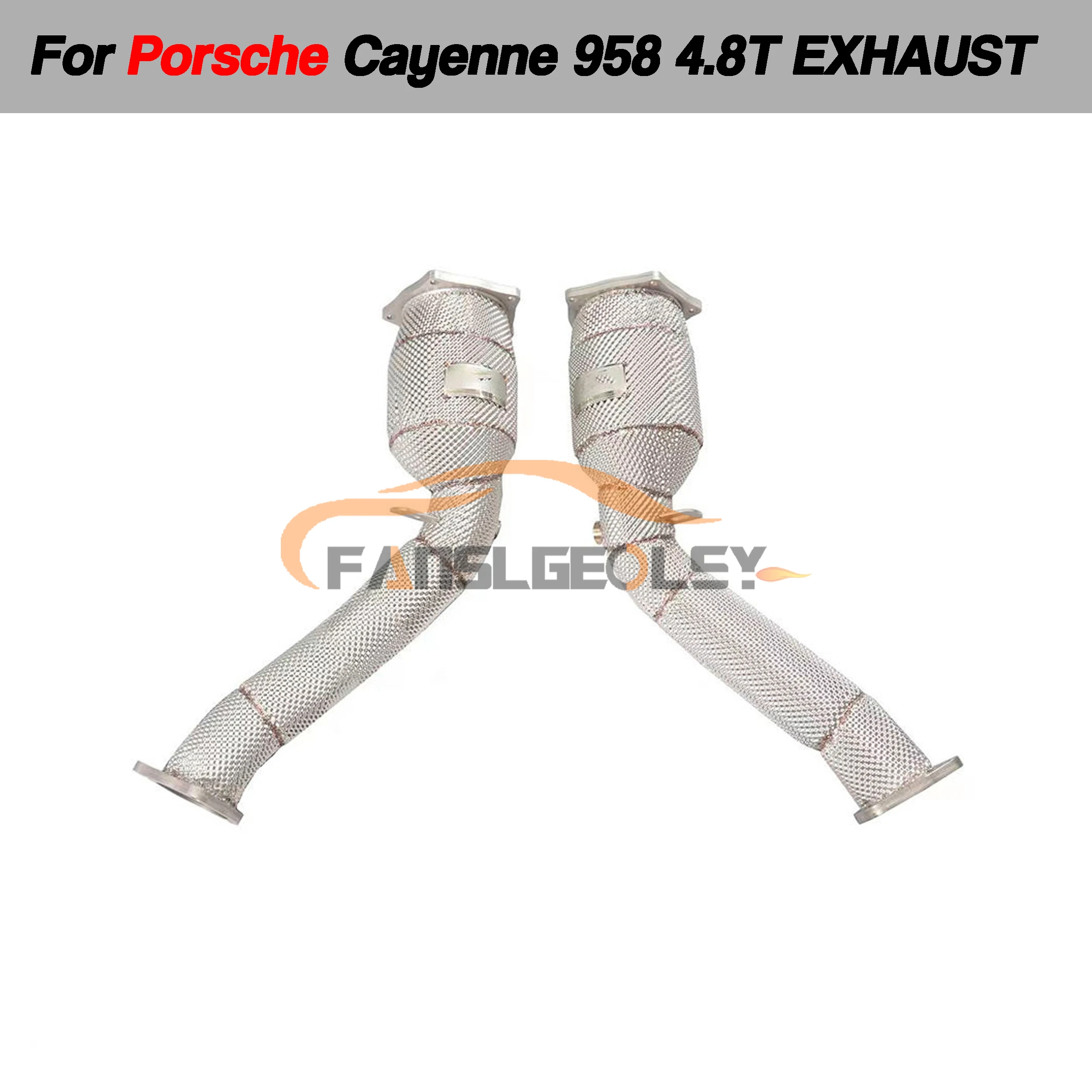 For Porsche Cayenne 958 4.8 Stainless Steel Downpipe Performance Exhaust System with Heat shield and catalytic converter Headers