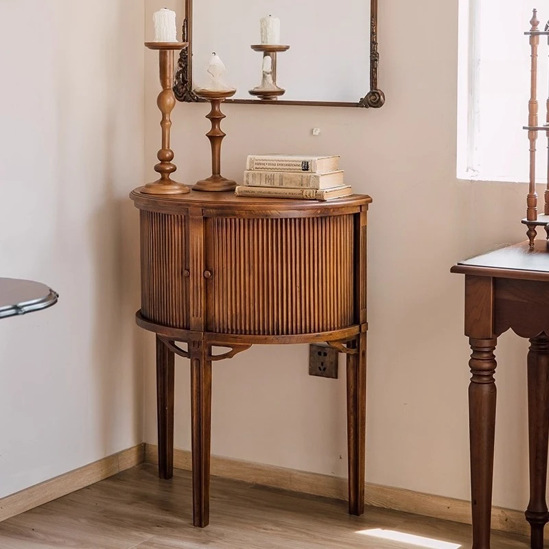 

Retro entrance cabinet Home storage cabinet Home living room Bedroom display rack Floor side few medieval side cabinet