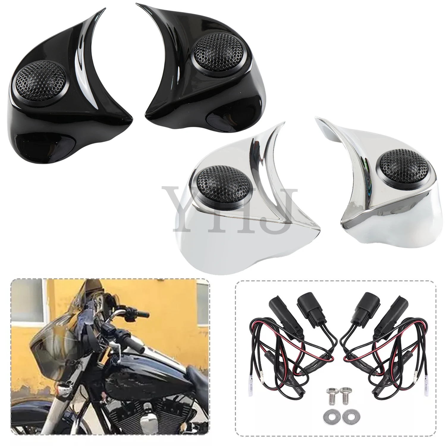 Batwing Fairing Tweeter Speaker Kit For Harley Motorcycle Touring Electra Street Glide Ultra Limited Low Tri Glide 2014-2023