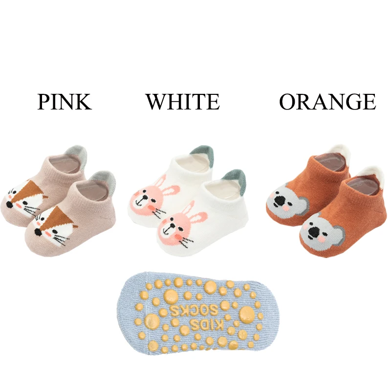 Cartoon Animal Four Seasons Anti-slip Kids Baby Tube Socks Cotton Newborns Boys Girls Learning Walking Non Slip Stocking