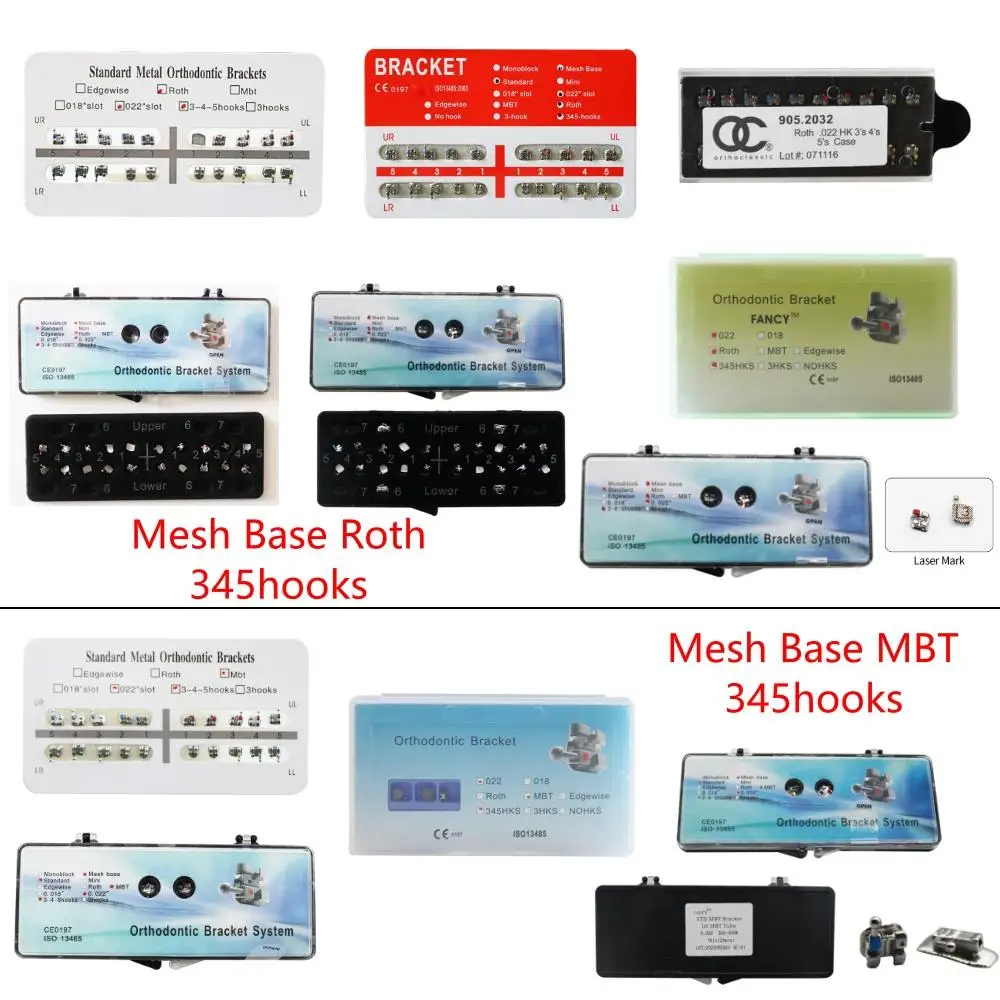 HBC 5Packs Mesh base Roth/MBT 022 Orthodontic Brace Bracket 345Hooks Standard Mini