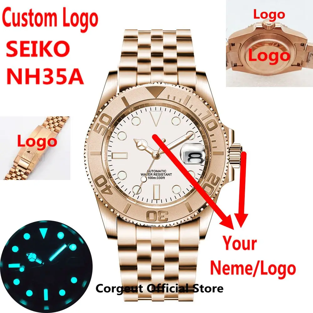 

NH35 Luxury Men Mechanical Wristwatches 10Bar Waterproof Lume Automatic Watch Jubilee Relogios for Men Sapphire Ceramic Bezel