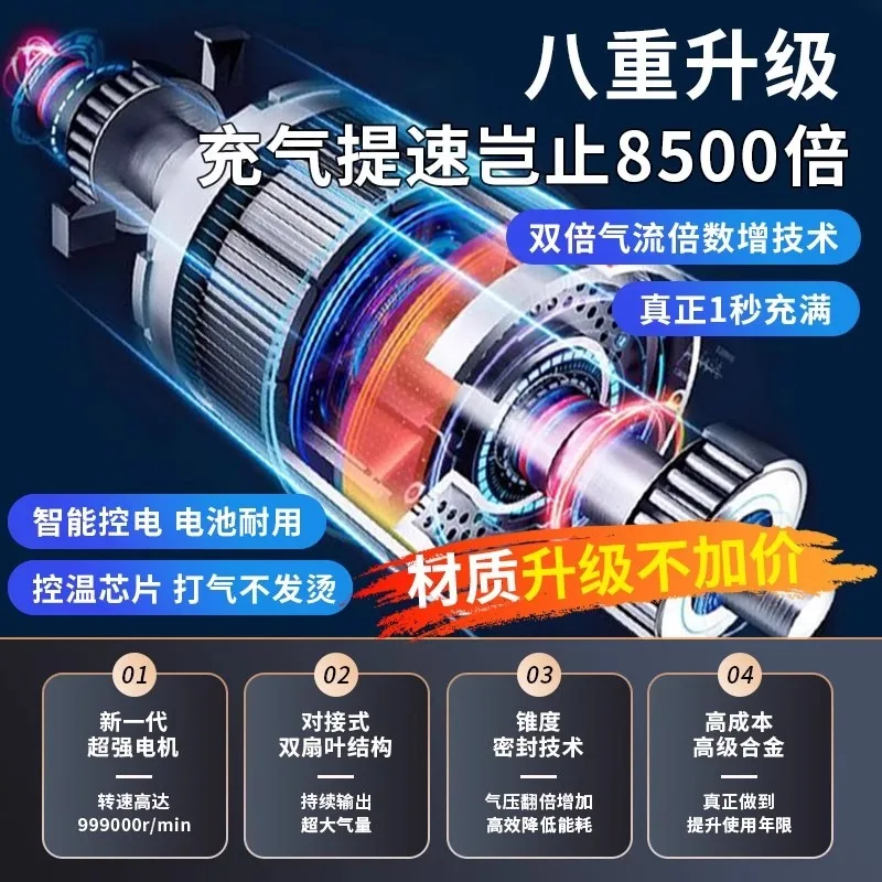 Car Jump Starter Air Compressor 2 in 1 Portable Emergency Power Bank High Capacity Powerful Engine Start for Vehicles