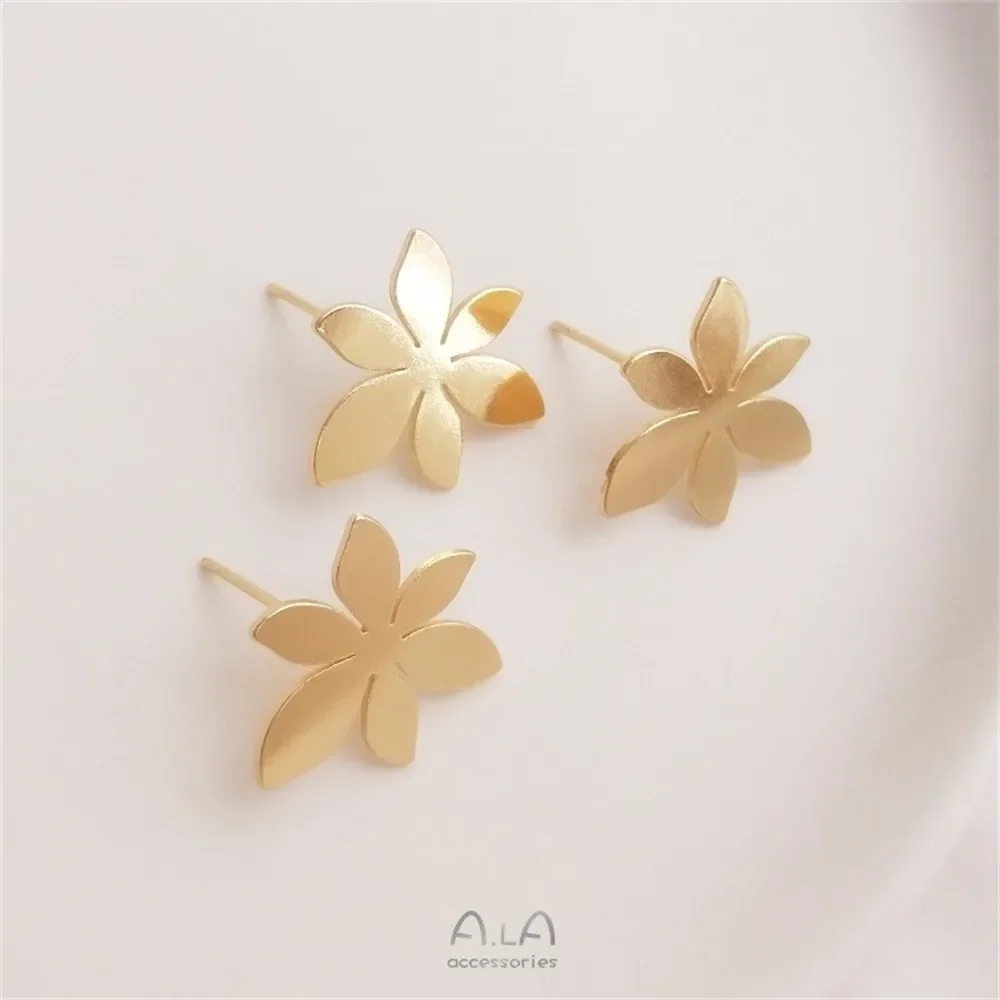 

14K Wrapped Gold Flower Earrings S925 Silver Needle with Rings Flower-shaped Handmade Earrings Diy Ear Accessories E093