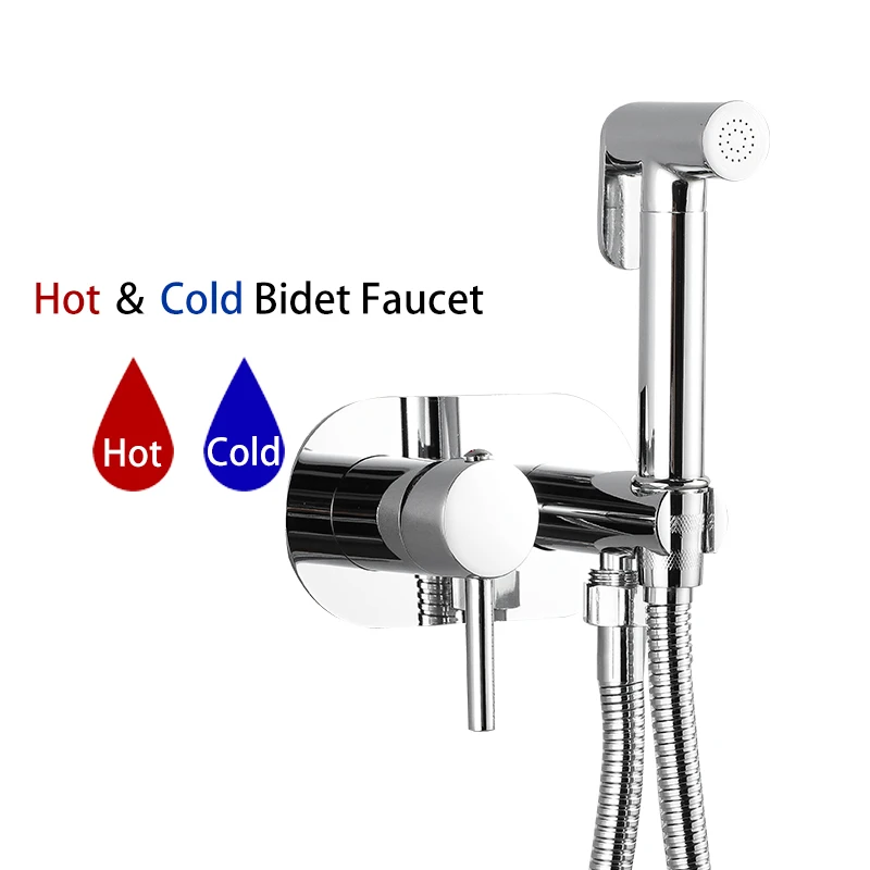 ULA Zwarte Bidetkraan Draagbare Bidet Sproeier Messing Badkamer Wc Kraan Warm Koud Water Bidet Mixer Badkamer Douchekop