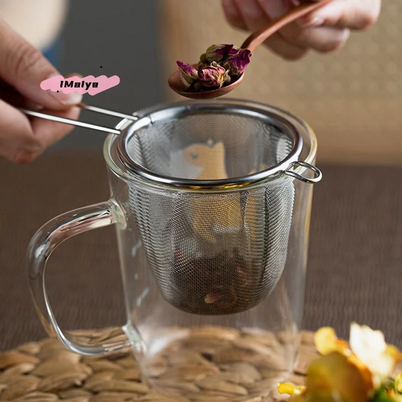 Infusor de té de acero inoxidable con forma de oreja única, colador de té reutilizable, filtro de fugas, tetera, difusor de especias y hierbas de café con mango