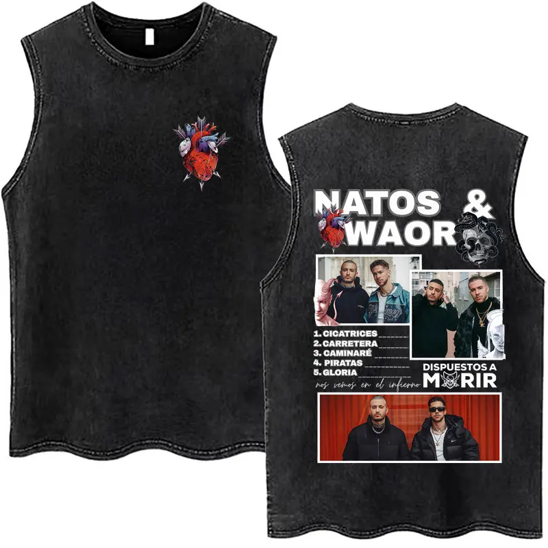 NATOS WAOR Bicho Raro Negra الهيكل العظمي الرسومات غسلها تانك القمم خمر بلا أكمام رجل إمرأة المد المتضخم الملابس الشارع الشهير