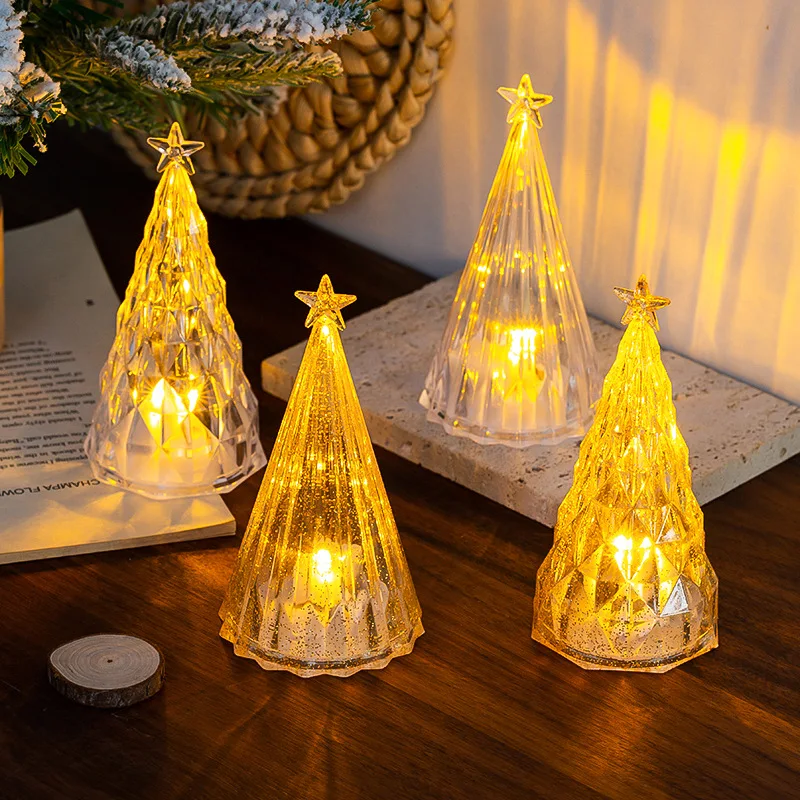 

11.5CM LED Light Christmas Tree Shape For Home Party Christmas Decoration New Year Gift 2026 Navidad Decoration Desktop Ornament