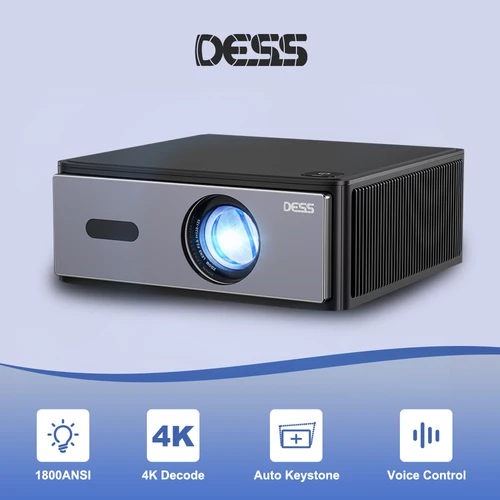 DESS 4K Decodificación Proyector 1800ANSI Full HD Video Audio Smart TV para el hogar WiFi dual Bluetooth Cine Proyector Nativo 1080p