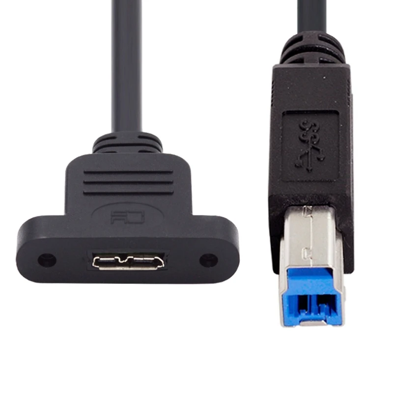 Zihan Type-B USB 3.0 Male to Micro 3.0 Type-B Female Screw Mount Type Extension Cable 5Gbps