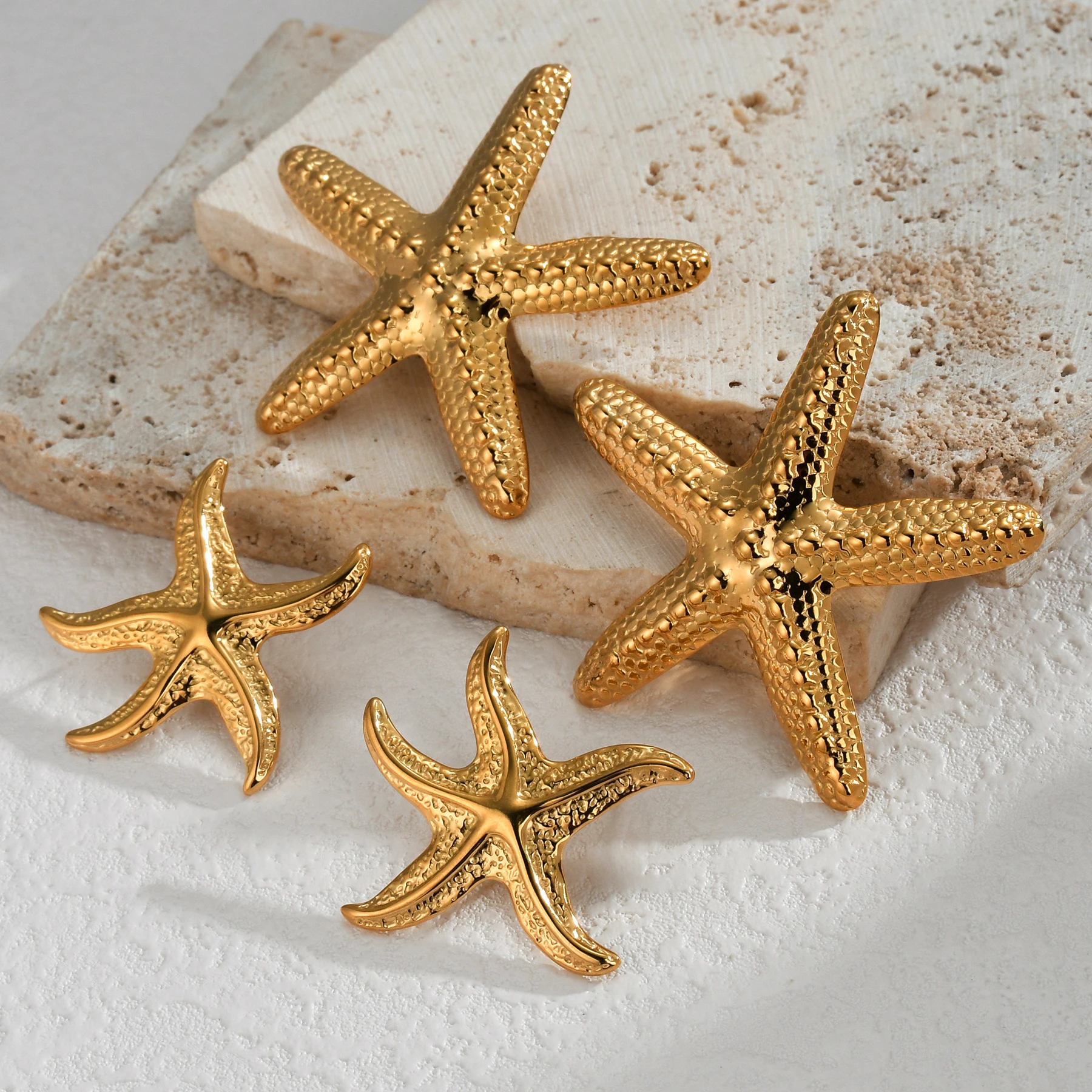 18K Gold Plated Stainless Steel Sea Ocean Element Starfish Earrings Bohemia Summer Beach Starfish Waterproof Jewelry women Gifts