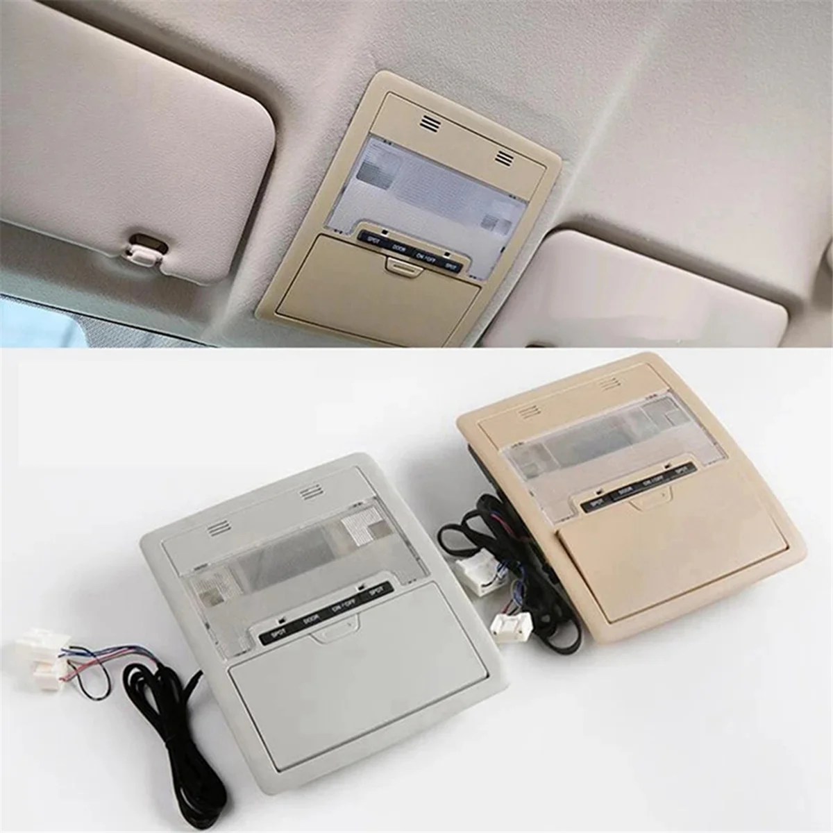 Classic Beige Overhead Console Reading Map Lamp Assembly for Toyota Land Cruiser LC200 200 2008-2020 Car Ceiling Dome Light