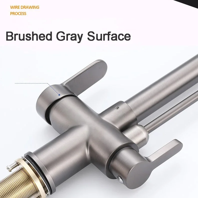 رمادي اللمس تصفية صنبور المطبخ مع سحب أسفل البخاخ سحب صنابير المطبخ الساخن الباردة صنبور المياه اللمس صنبور المطبخ