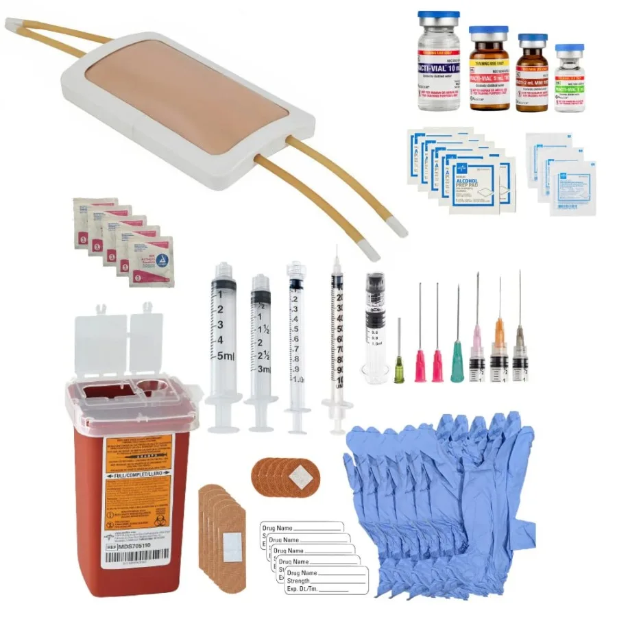 

Venipuncture Practice Kit with Wearable Simulation Arm Pad Model IV + Supplemental Injection Skill Supplies Kit Clinical Nursin