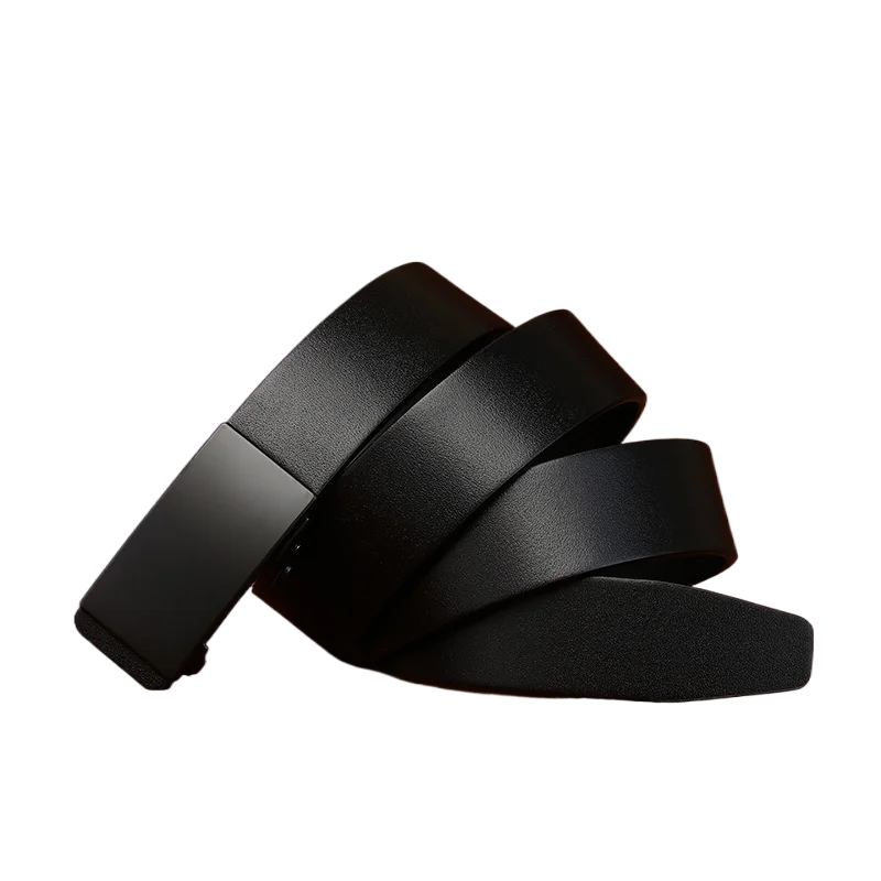 Men's inner wear belt with no teeth automatic buckle, genuine leather, simple business formal suit pants belt.