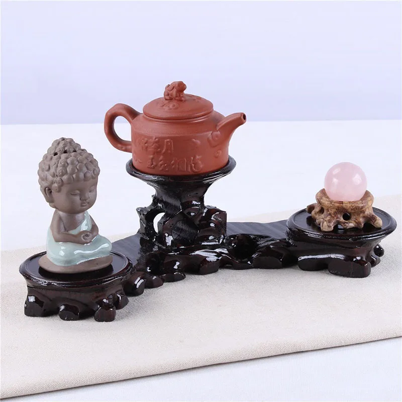 Red Wood Solid Wood Head Base, Vase, Bonsai Base, Purple Sand, Tea Pot, Large, Medium Height, Circular, Jade