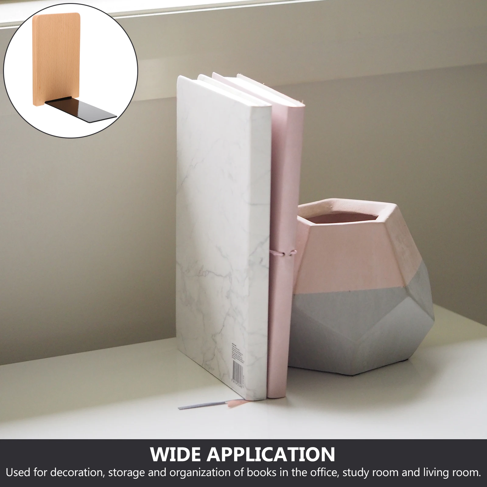 

Sturdy Wooden Bookend Simple Wood Book Stand For Home Office Study Room Iron Wood Material Practical Bookends Storage