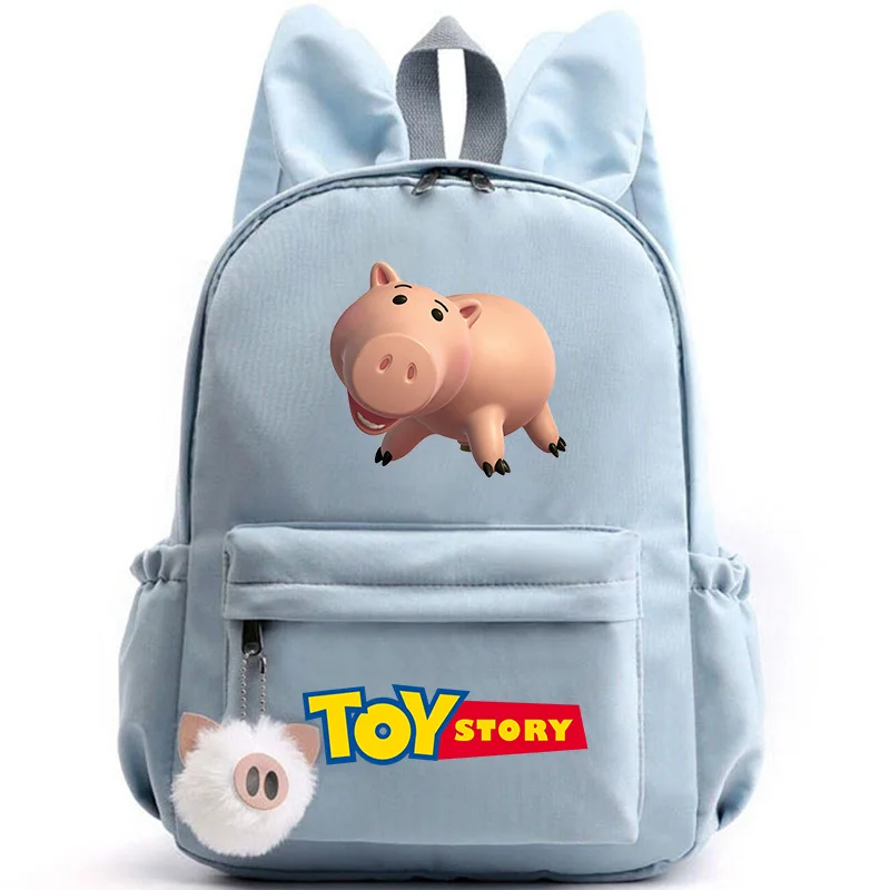 حقيبة ظهر Cure Toy Story Woody Buzz Lightyear للفتيات والأولاد والطالبات المراهقات حقيبة ظهر محمولة للكمبيوتر المحمول والسفر وآذان أرنب Mochila