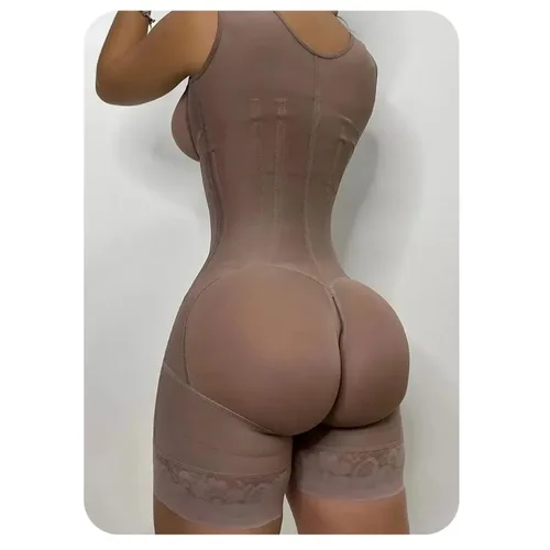 Imagen 2 del producto Faja moldeadora de cuerpo para mujer, Fajas colombianas, Body de 9 huesos, fajas de alta compresión, Control de barriga doble, cuerpo completo, entrepierna abierta