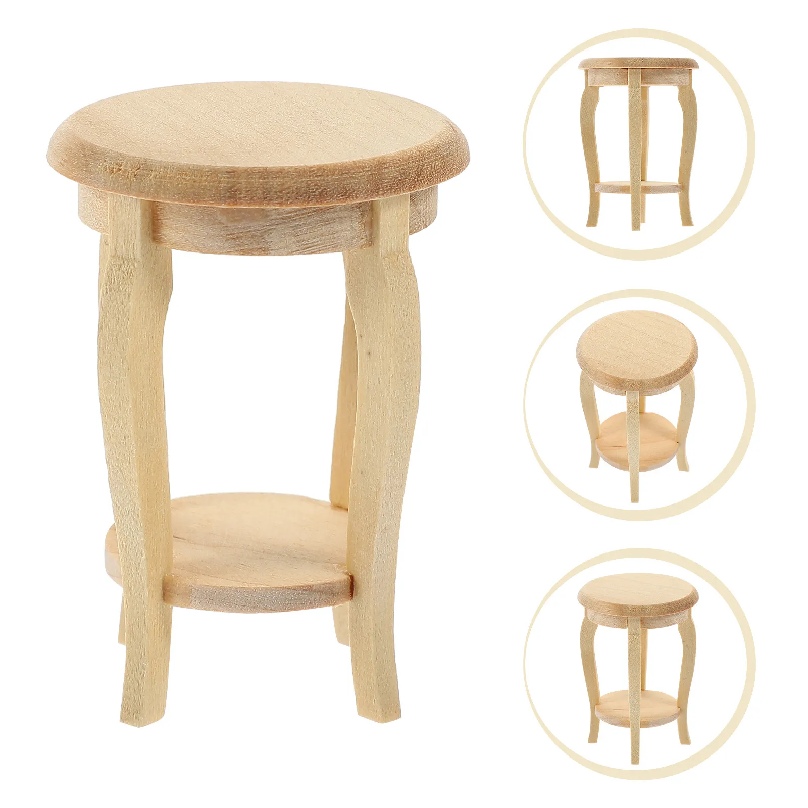 

Mini Wooden Stool Compact Size Excellent Workmanship Micro Scene Decor Gift Idea Mini Furniture Miniature Furniture