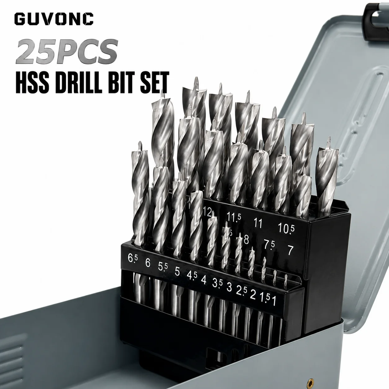 1mm-13mm HSS Twist Drill Bit Set 25 Sizes Sharp Spiral Drill Bits for Woodworking & Plastic