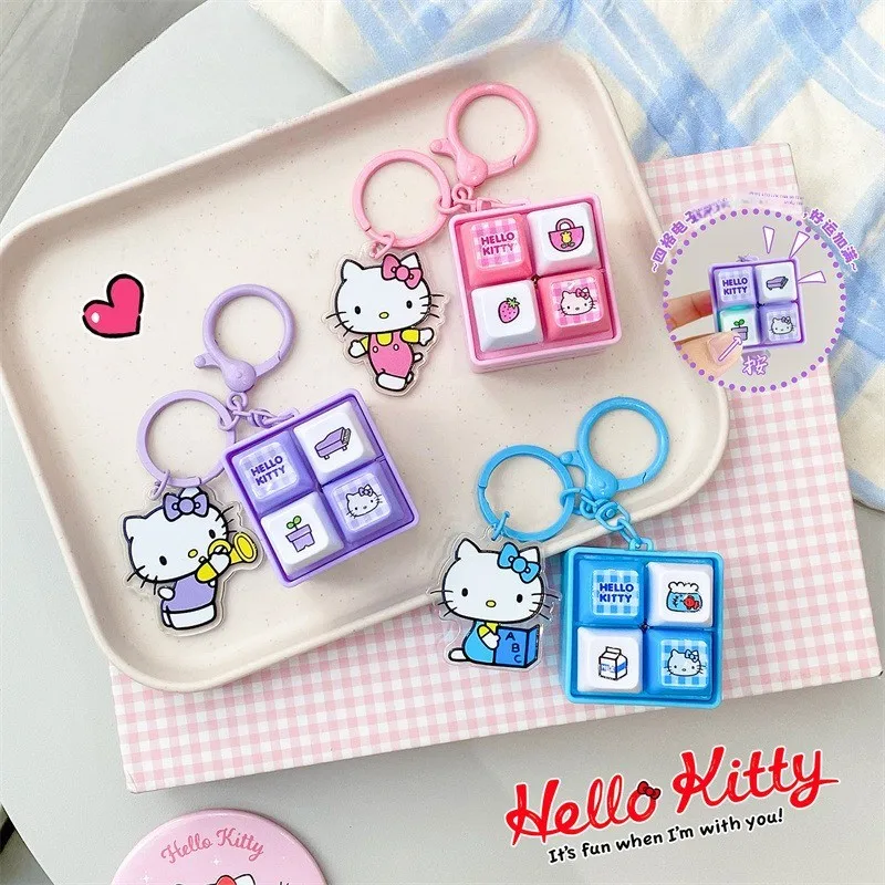 

The New Hello Kitty Hellokitty Creative Four-square Grid Electronic Button Sound Keychain Pendant Decoration Pendant