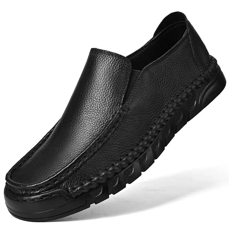 Loafers Business plus Size Loafers Men's One Pedal Loafer Men's Soft Leather Soft Bottom Lazy